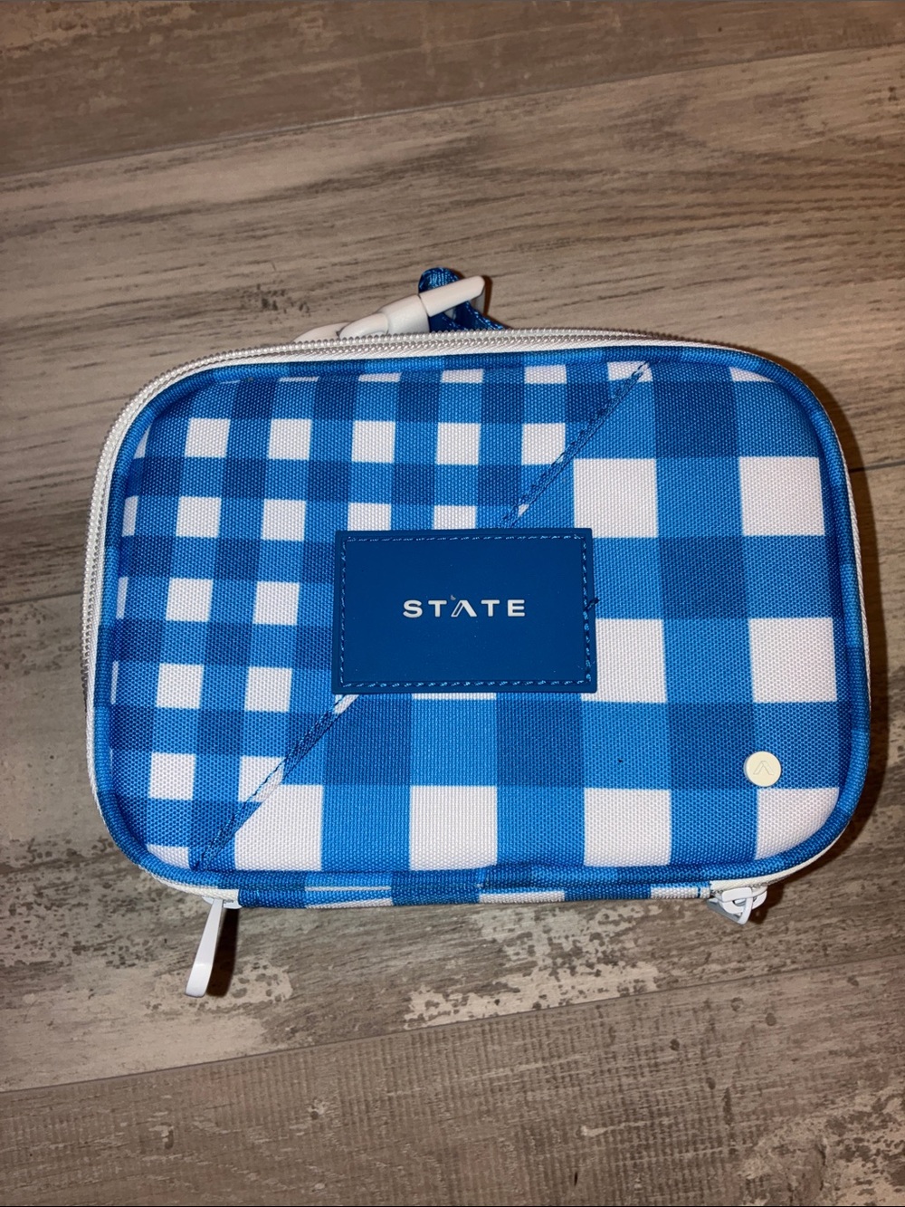 STATE blue gingham snack box